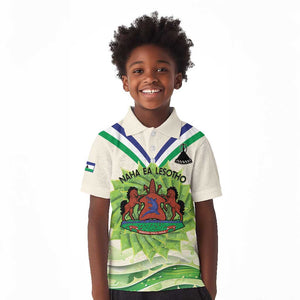 Personalised Lesotho Independence Day Kid Polo Shirt Aloe Polyphylla Mix Coat Of Arms