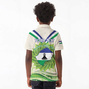 Personalised Lesotho Independence Day Kid Polo Shirt Aloe Polyphylla Mix Coat Of Arms