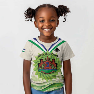 Personalised Lesotho Independence Day Kid T shirt Aloe Polyphylla Mix Coat Of Arms