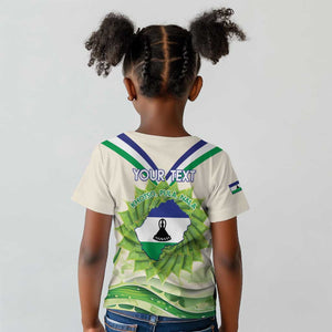 Personalised Lesotho Independence Day Kid T shirt Aloe Polyphylla Mix Coat Of Arms