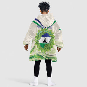 Personalised Lesotho Independence Day KId Wearable Blanket Hoodie Aloe Polyphylla Mix Coat Of Arms