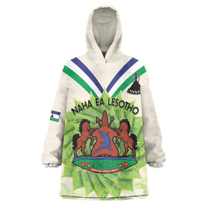 Personalised Lesotho Independence Day KId Wearable Blanket Hoodie Aloe Polyphylla Mix Coat Of Arms