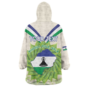 Personalised Lesotho Independence Day KId Wearable Blanket Hoodie Aloe Polyphylla Mix Coat Of Arms