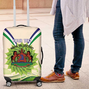 Personalised Lesotho Independence Day Luggage Cover Aloe Polyphylla Mix Coat Of Arms