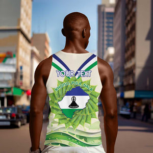 Personalised Lesotho Independence Day Men Tank Top Aloe Polyphylla Mix Coat Of Arms