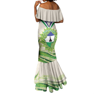 Personalised Lesotho Independence Day Mermaid Dress Aloe Polyphylla Mix Coat Of Arms