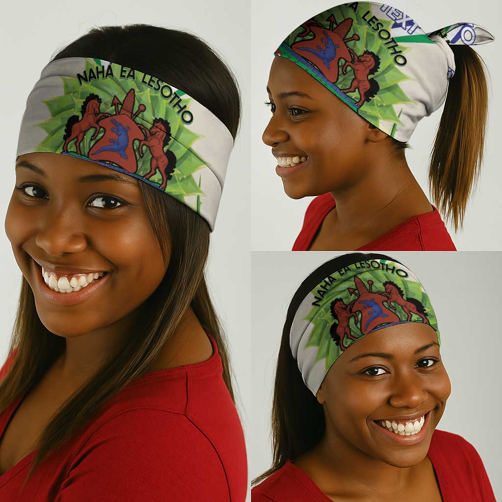 Personalised Lesotho Independence Day Neck Gaiter Aloe Polyphylla Mix Coat Of Arms LT14