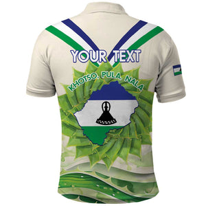 Personalised Lesotho Independence Day Polo Shirt Aloe Polyphylla Mix Coat Of Arms