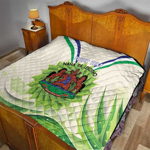 Personalised Lesotho Independence Day Quilt Aloe Polyphylla Mix Coat Of Arms