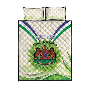 Personalised Lesotho Independence Day Quilt Bed Set Aloe Polyphylla Mix Coat Of Arms