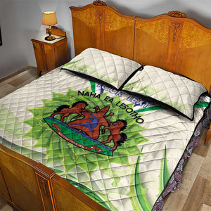 Personalised Lesotho Independence Day Quilt Bed Set Aloe Polyphylla Mix Coat Of Arms