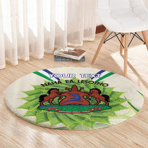 Personalised Lesotho Independence Day Round Carpet Aloe Polyphylla Mix Coat Of Arms