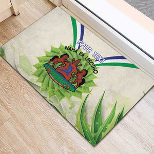 Personalised Lesotho Independence Day Rubber Doormat Aloe Polyphylla Mix Coat Of Arms