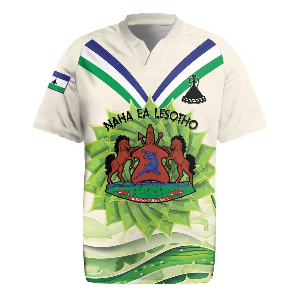 Personalised Lesotho Independence Day Rugby Jersey Aloe Polyphylla Mix Coat Of Arms