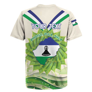 Personalised Lesotho Independence Day Rugby Jersey Aloe Polyphylla Mix Coat Of Arms