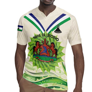 Personalised Lesotho Independence Day Rugby Jersey Aloe Polyphylla Mix Coat Of Arms