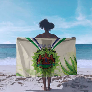 Personalised Lesotho Independence Day Sarong Aloe Polyphylla Mix Coat Of Arms