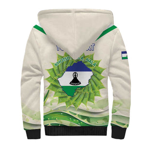 Personalised Lesotho Independence Day Sherpa Hoodie Aloe Polyphylla Mix Coat Of Arms