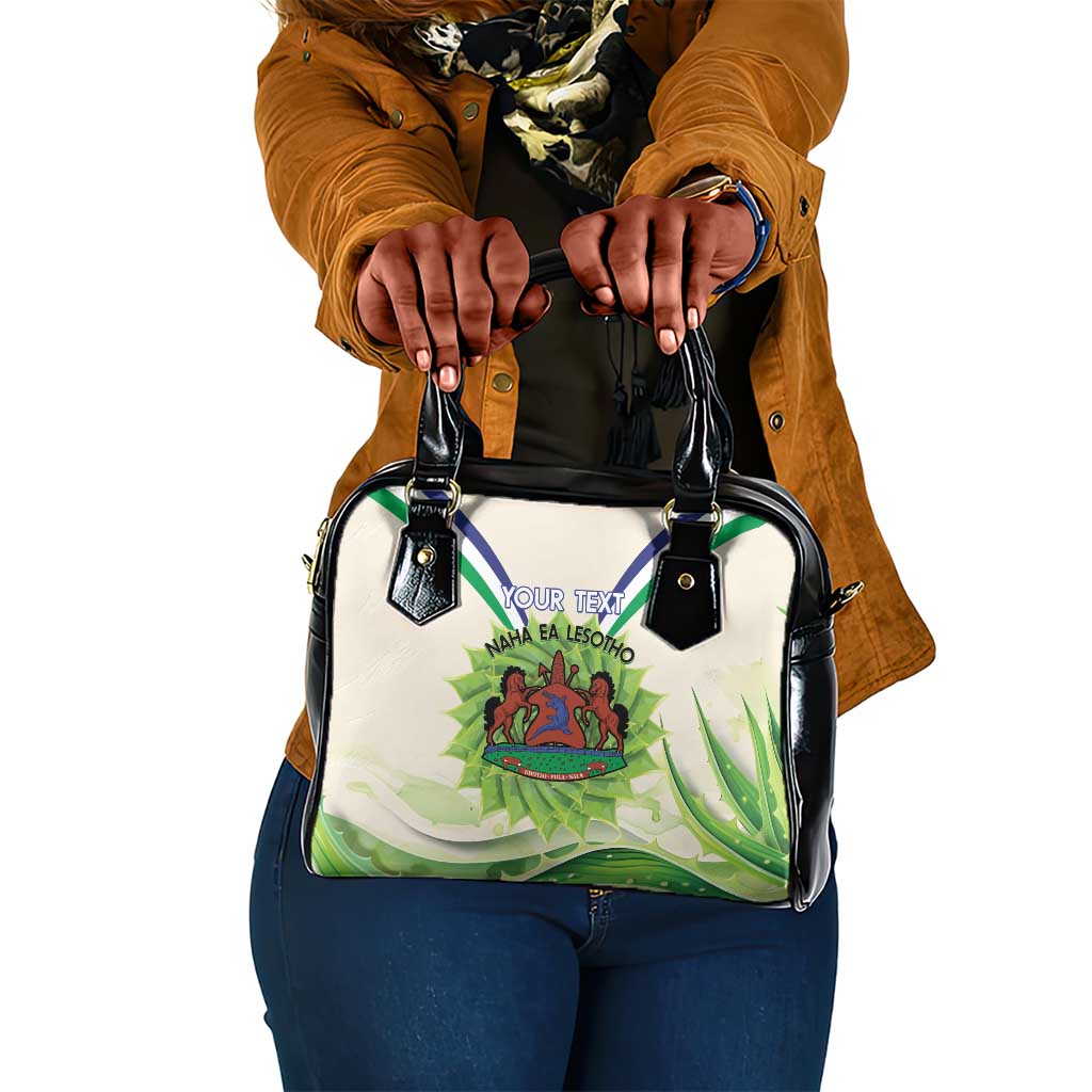 Personalised Lesotho Independence Day Shoulder Handbag Aloe Polyphylla Mix Coat Of Arms