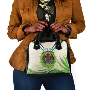 Personalised Lesotho Independence Day Shoulder Handbag Aloe Polyphylla Mix Coat Of Arms