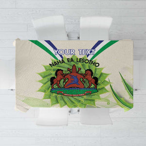 Personalised Lesotho Independence Day Tablecloth Aloe Polyphylla Mix Coat Of Arms