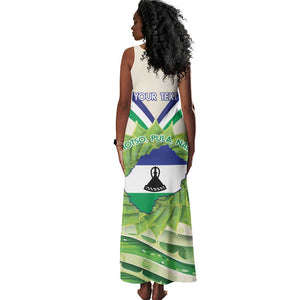 Personalised Lesotho Independence Day Tank Maxi Dress Aloe Polyphylla Mix Coat Of Arms