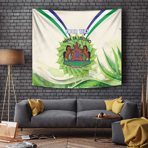 Personalised Lesotho Independence Day Tapestry Aloe Polyphylla Mix Coat Of Arms