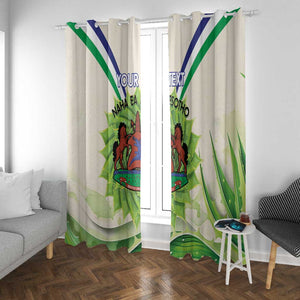 Personalised Lesotho Independence Day Window Curtain Aloe Polyphylla Mix Coat Of Arms