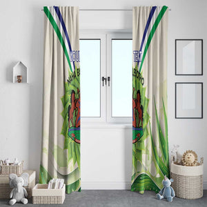 Personalised Lesotho Independence Day Window Curtain Aloe Polyphylla Mix Coat Of Arms