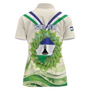 Personalised Lesotho Independence Day Women Polo Shirt Aloe Polyphylla Mix Coat Of Arms