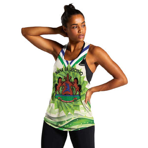 Personalised Lesotho Independence Day Women Racerback Tank Aloe Polyphylla Mix Coat Of Arms