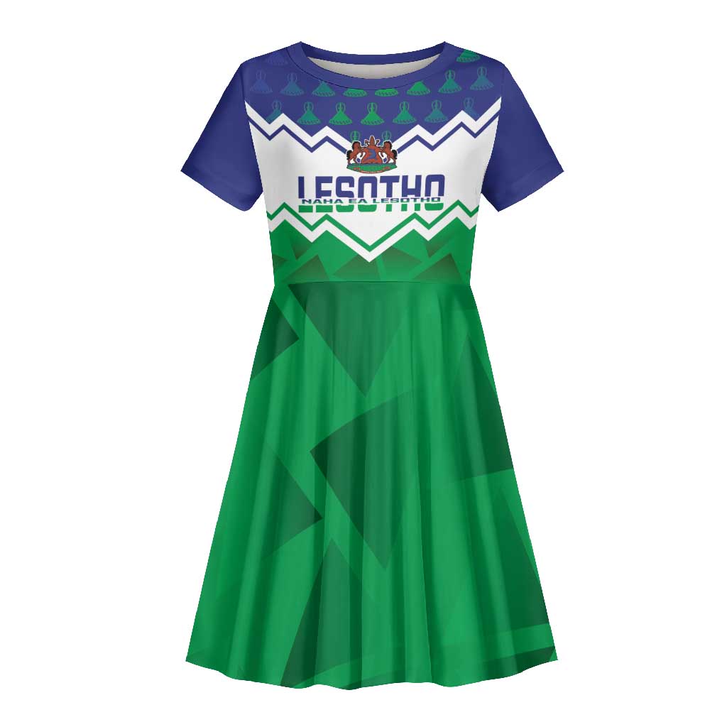 Personalised Lesotho Independence Day Kid Short Sleeve Dress Naha ea Lesotho Proud