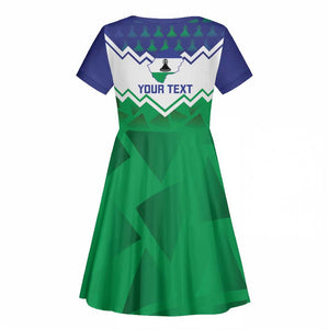 Personalised Lesotho Independence Day Kid Short Sleeve Dress Naha ea Lesotho Proud