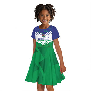 Personalised Lesotho Independence Day Kid Short Sleeve Dress Naha ea Lesotho Proud