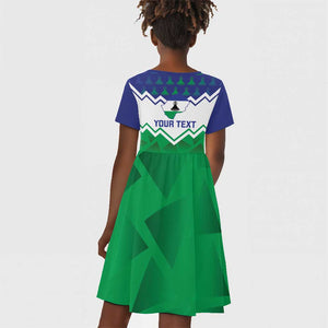 Personalised Lesotho Independence Day Kid Short Sleeve Dress Naha ea Lesotho Proud