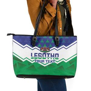 Personalised Lesotho Independence Day Leather Tote Bag Naha ea Lesotho Proud