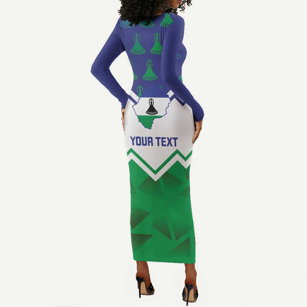 Personalised Lesotho Independence Day Long Sleeve Bodycon Dress Naha ea Lesotho Proud LT14