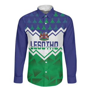 Personalised Lesotho Independence Day Long Sleeve Button Shirt Naha ea Lesotho Proud