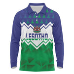 Personalised Lesotho Independence Day Long Sleeve Polo Shirt Naha ea Lesotho Proud