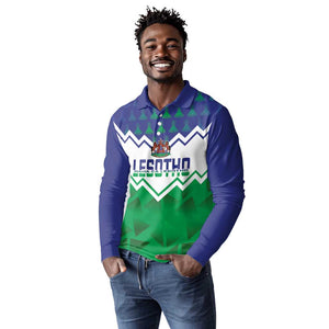 Personalised Lesotho Independence Day Long Sleeve Polo Shirt Naha ea Lesotho Proud