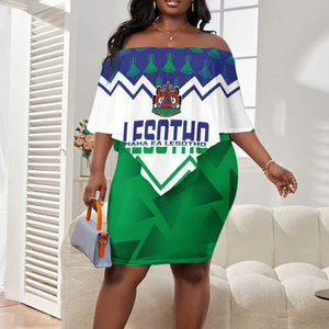 Personalised Lesotho Independence Day Off Shoulder Short Dress Naha ea Lesotho Proud LT14