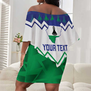 Personalised Lesotho Independence Day Off Shoulder Short Dress Naha ea Lesotho Proud LT14