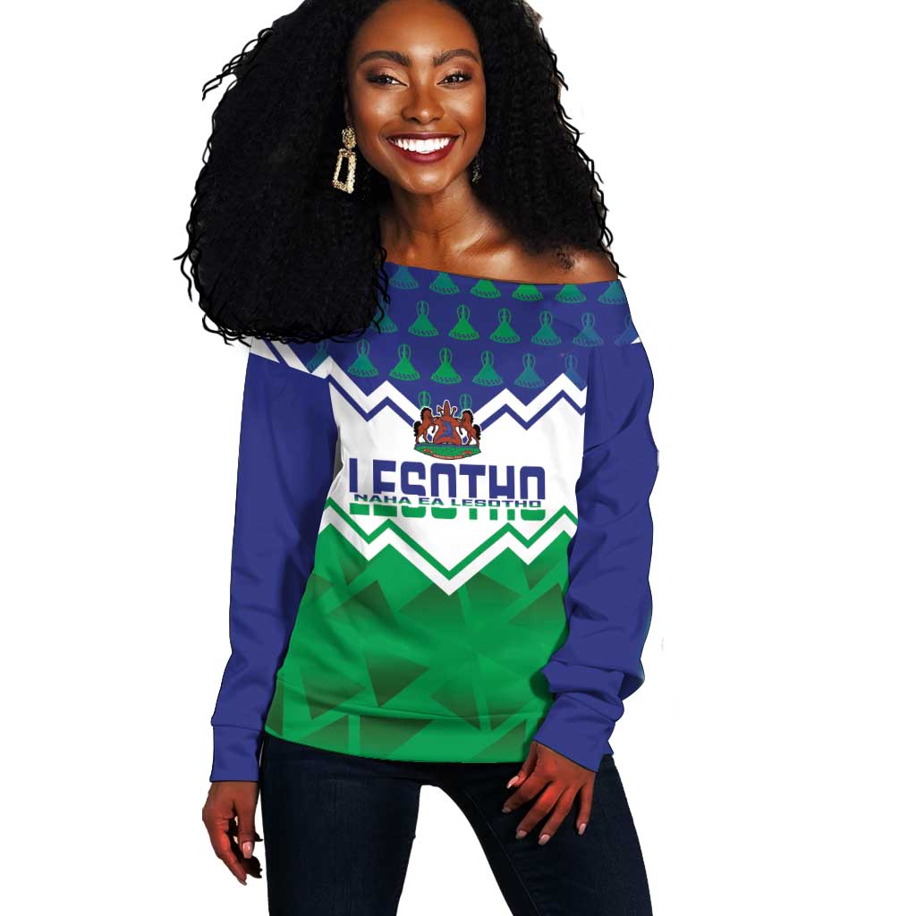 Personalised Lesotho Independence Day Off Shoulder Sweater Naha ea Lesotho Proud