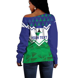 Personalised Lesotho Independence Day Off Shoulder Sweater Naha ea Lesotho Proud