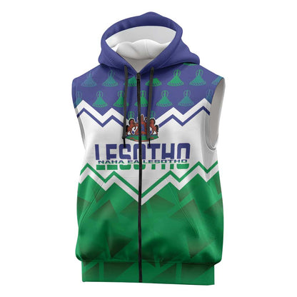Personalised Lesotho Independence Day Sleeveless Zip Hoodie Naha ea Lesotho Proud - African Pride
