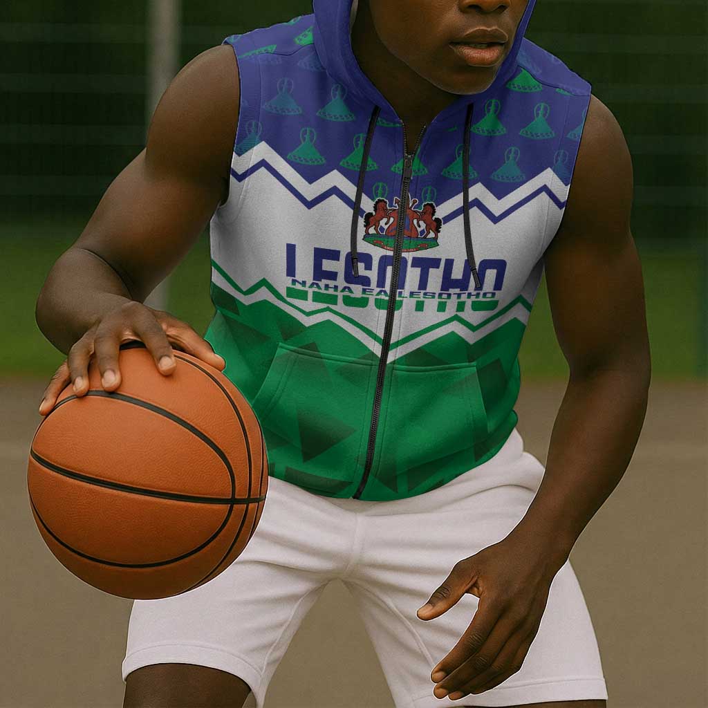 Personalised Lesotho Independence Day Sleeveless Zip Hoodie Naha ea Lesotho Proud - African Pride