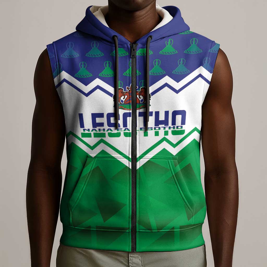 Personalised Lesotho Independence Day Sleeveless Zip Hoodie Naha ea Lesotho Proud - African Pride