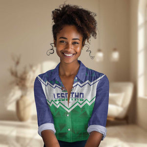 Personalised Lesotho Independence Day Women Casual Shirt Naha ea Lesotho Proud