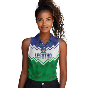 Personalised Lesotho Independence Day Women Sleeveless Polo Shirt Naha ea Lesotho Proud