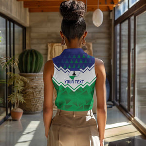 Personalised Lesotho Independence Day Women Sleeveless Polo Shirt Naha ea Lesotho Proud